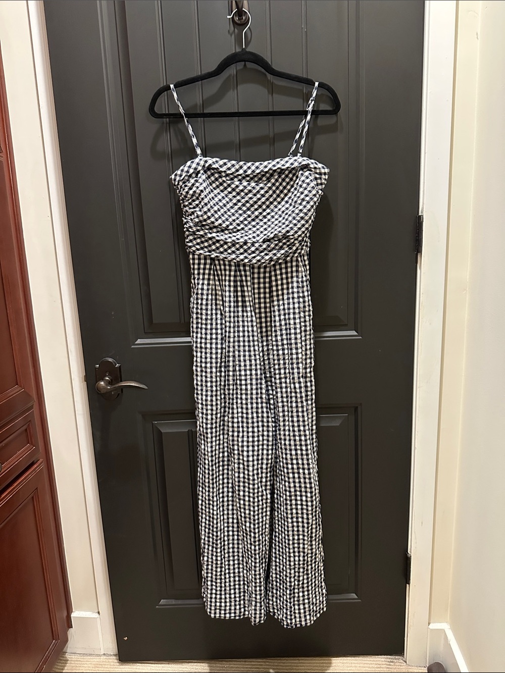 Splendid Black & White Gingham Strapless-Style Jumpsuit Size M